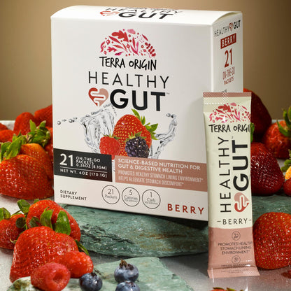 Terra Origin Healthy Gut Stick Packs – Digestive Support, 21 Ct, Berry