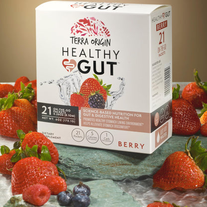 Terra Origin Healthy Gut Stick Packs – Digestive Support, 21 Ct, Berry