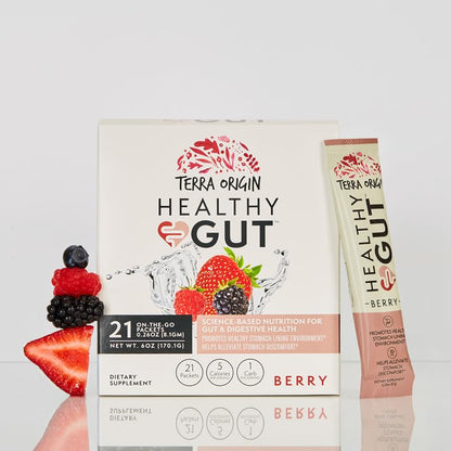 Terra Origin Healthy Gut Stick Packs – Digestive Support, 21 Ct, Berry