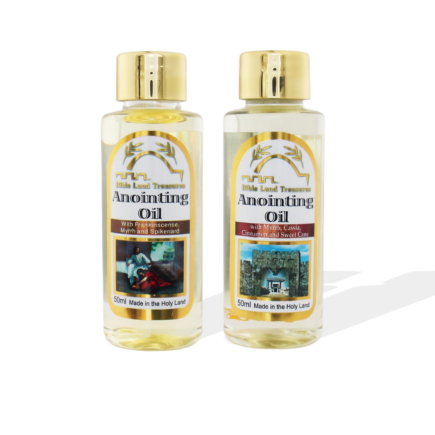 TerraSantaStore Bible Land Treasures Anointing Oil 2-Pack – Jerusalem of Gold & Temple Oil, 50ml Each