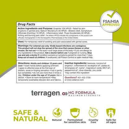 Terragen HG MAX Genital Sores Cream by Terrasil — Fast, Natural Relief (14g)