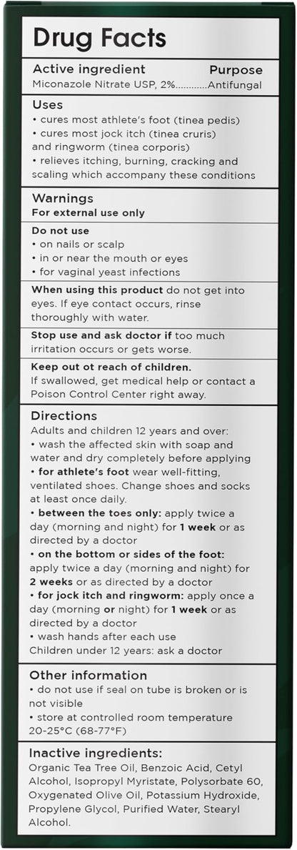 Foot Cream with Tea Tree Oil | Antifungal Foot Care by Terramed Just Think Comfort | 4.05 fl oz