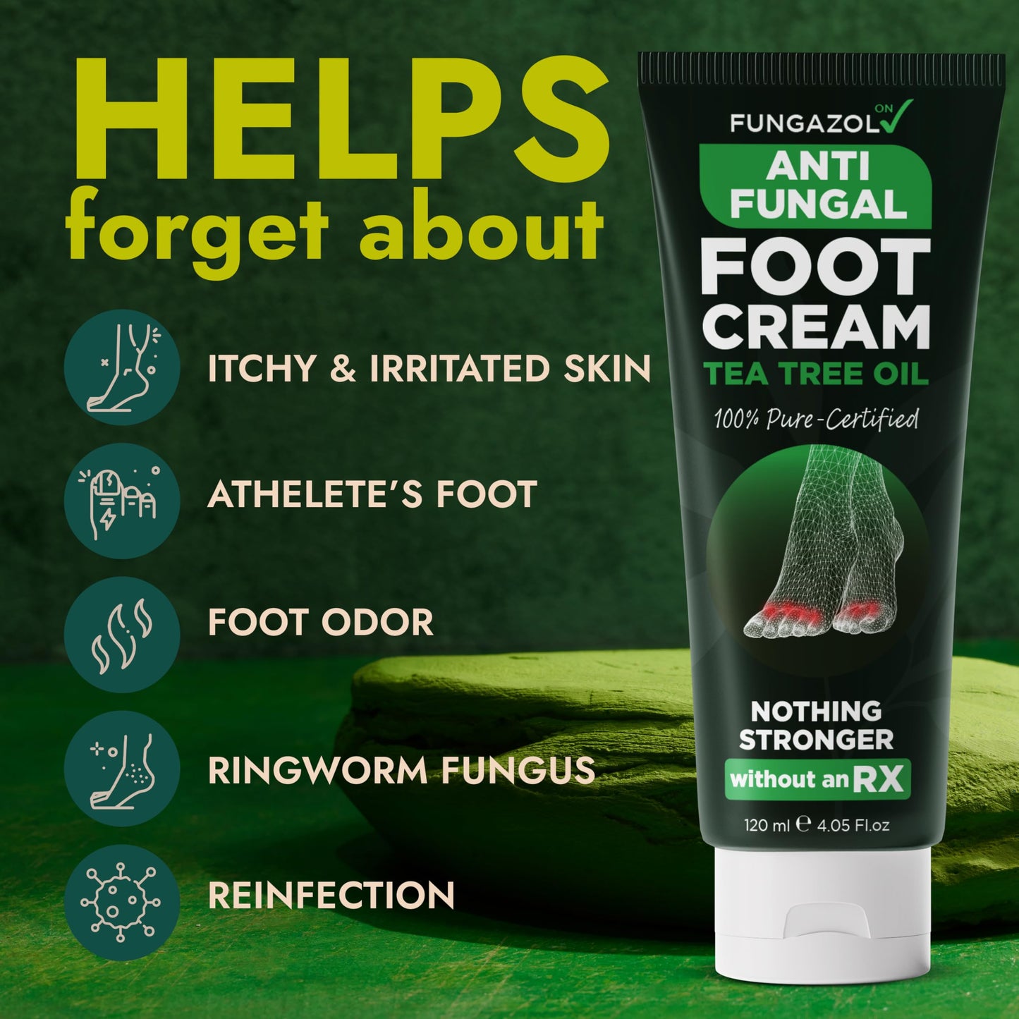 Foot Cream with Tea Tree Oil | Antifungal Foot Care by Terramed Just Think Comfort | 4.05 fl oz
