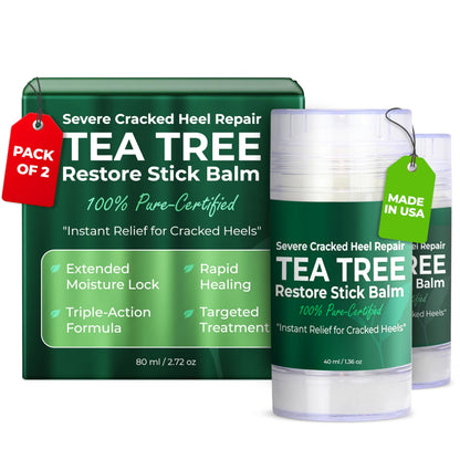 Terramed Just Think Comfort Foot Balm Stick for Dry Cracked Feet | Intensive Moisturizing | No Mess Applicator | 2 Pack