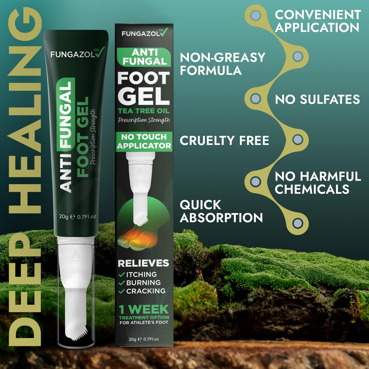 Tea Tree Oil Antifungal Foot Gel | Terramed Just Think Comfort | No-Touch Applicator | 1-Week Option
