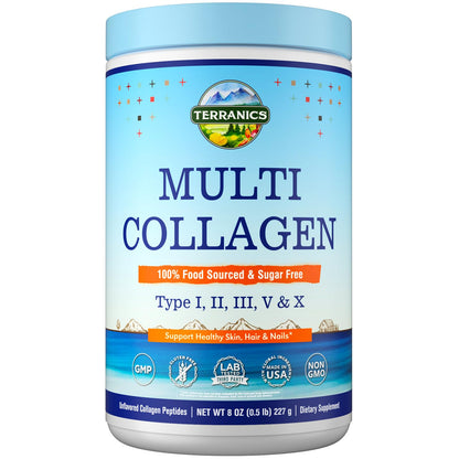 Terranics Multi Collagen Peptides – Type I II III V X, Unflavored