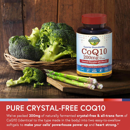 Terranics CoQ10 200mg with Olive Oil – Heart Health, USA Made