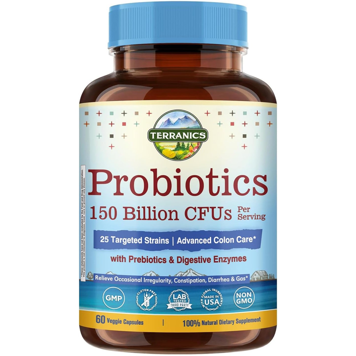 Terranics Daily Probiotics for Men & Women | 150B CFU, 25 Strains, Colon Care