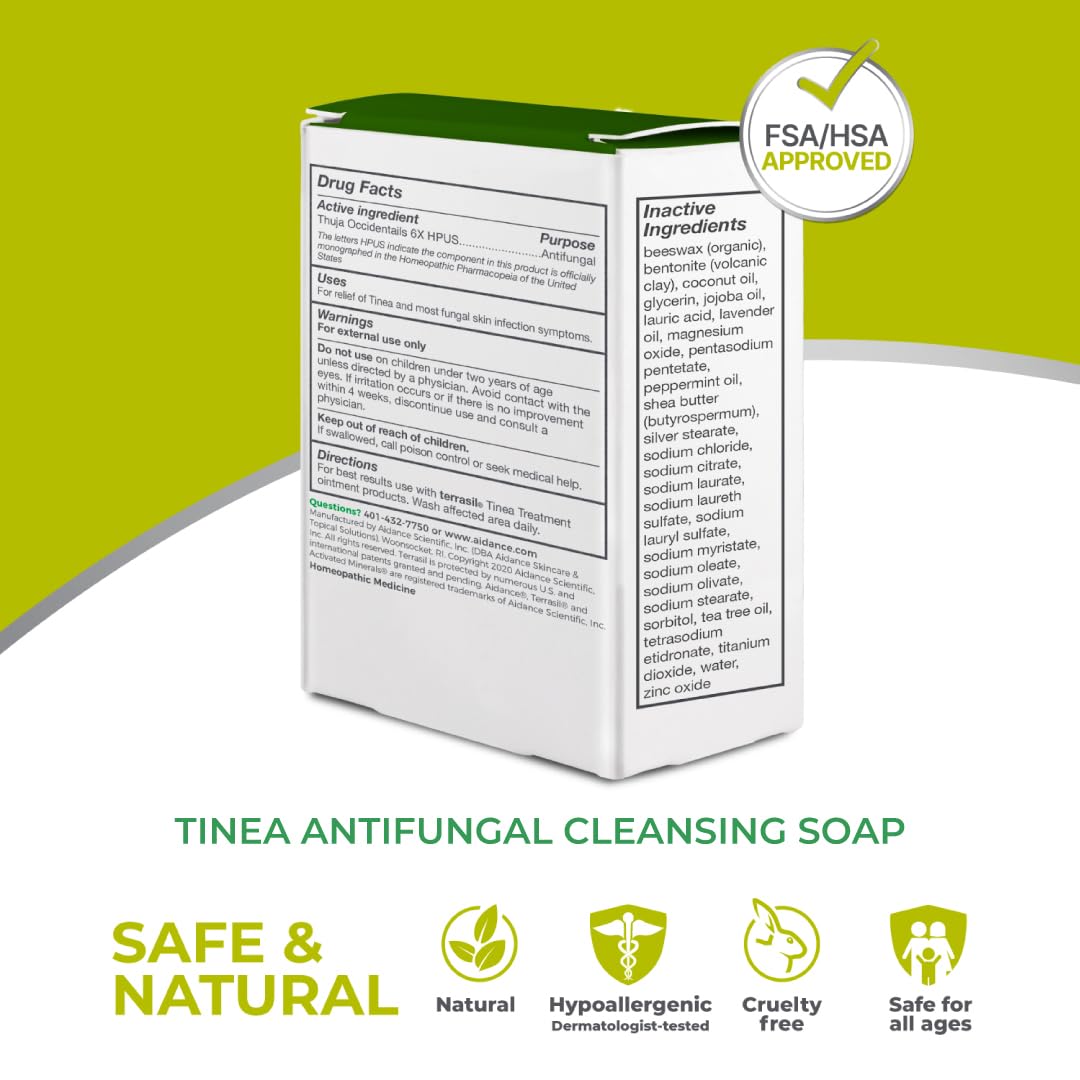 Terrasil Tinea Soap 3-Pack | Tinea Versicolor Relief, Hypoallergenic, Dermatologist Tested