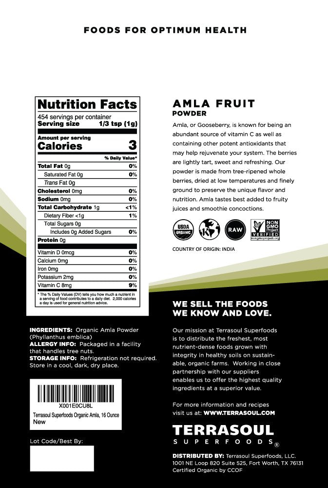 Terrasoul Organic Amla Berry Powder (Amalaki) – 2 Lbs, Vitamin C & Immunity Support