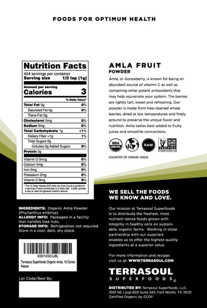 Terrasoul Organic Amla Berry Powder (Amalaki) – 2 Lbs, Vitamin C & Immunity Support