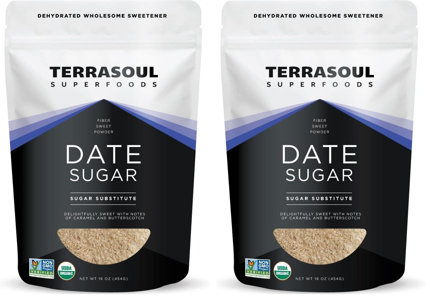 Terrasoul Organic Date Sugar 1 Lb - Low Glycemic, Unrefined | Pack of 2