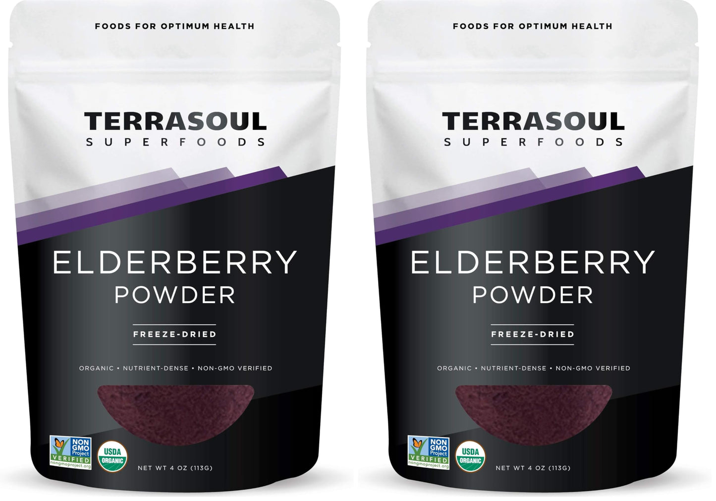Terrasoul Organic Elderberry Powder - 4 oz Freeze-Dried (Pack of 2)