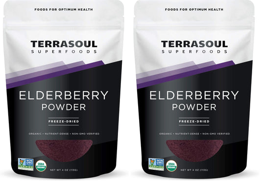 Terrasoul Organic Elderberry Powder - 4 oz Freeze-Dried (Pack of 2) BritishVita | Premium UK Vitamins & Wellness Supplements