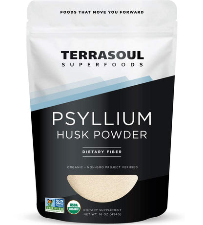 Terrasoul Organic Psyllium Husk Powder, 1 lb – Superfine, 99% Purity, Gluten-Free Baking