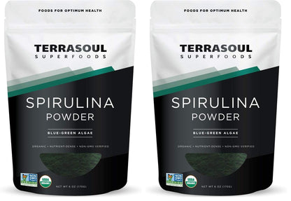 Terrasoul Organic Spirulina Powder – 6 oz (Pack of 2) | Vegan Protein & Green Superfood