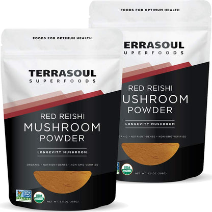 Terrasoul Reishi Mushroom Powder 4:1 Extract – 11 oz (2 Pack) – Organic