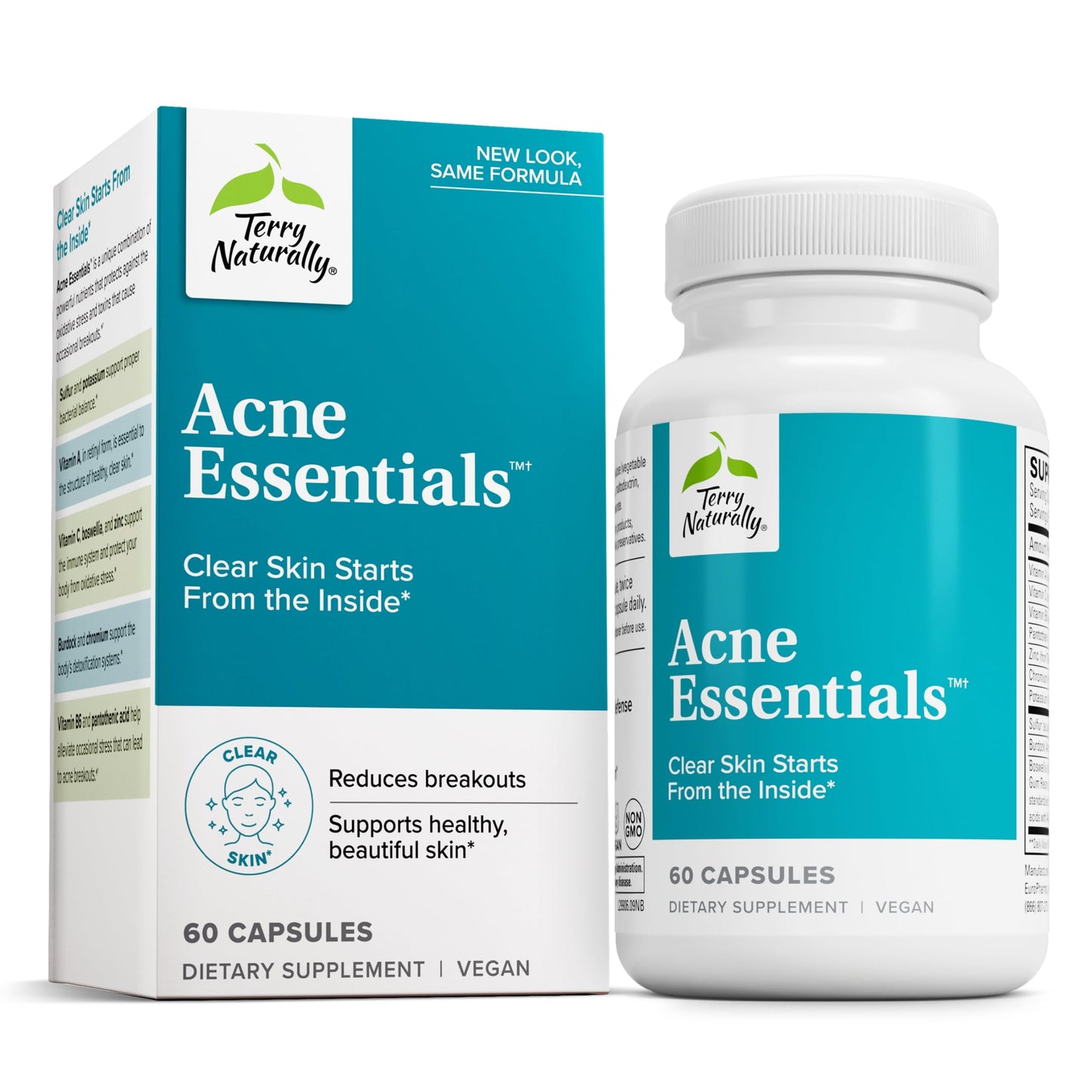 Terry Naturally Acne Essentials – Skin Support with Vitamins A, C & Zinc