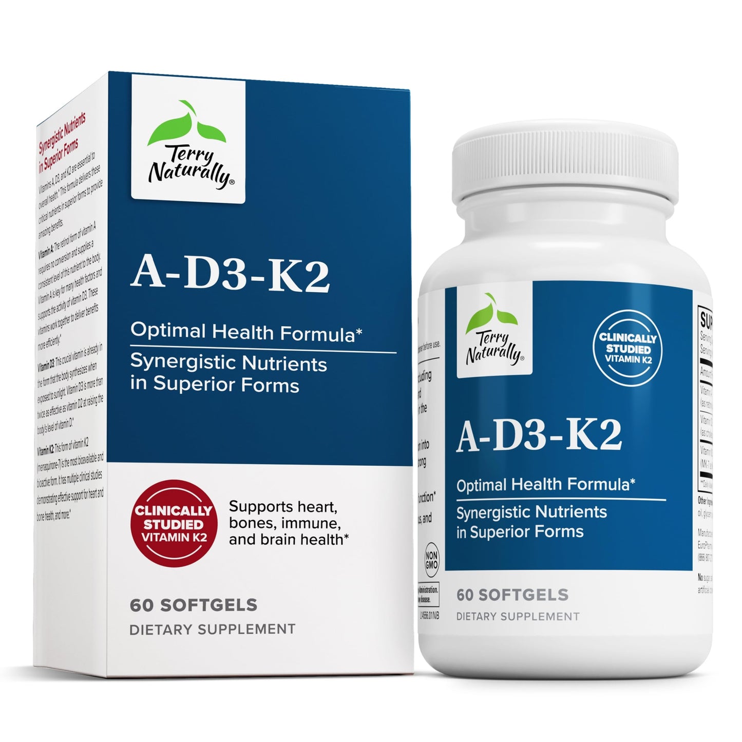 Terry Naturally A•D3•K2 – Immune & Heart Health, 60 Softgels