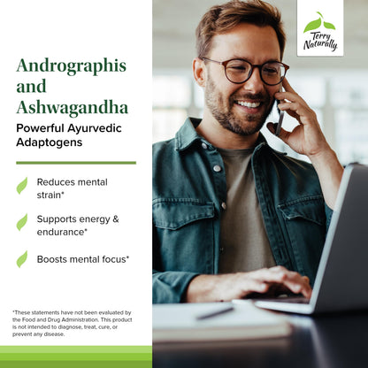 Terry Naturally Andrographis & Ashwagandha – Immune & Energy Support – 60 Capsules