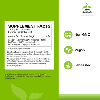 Terry Naturally Andrographis EP80 Extra Strength – Brain Health & Immune Support (Pack of 2)
