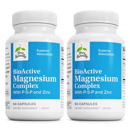 Terry Naturally BioActive Magnesium Complex - Bone & Heart Health Support - 60 Vegan Capsules (Pack of 2)
