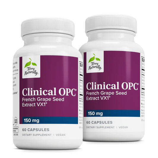Terry Naturally Clinical OPC: Cardiovascular Health & Focus Support – Grape Seed Extract + Sunflower Lecithin, 150 mg, 60 Softgels (Pack of 2) BritishVita | Premium UK Vitamins & Wellness Supplements