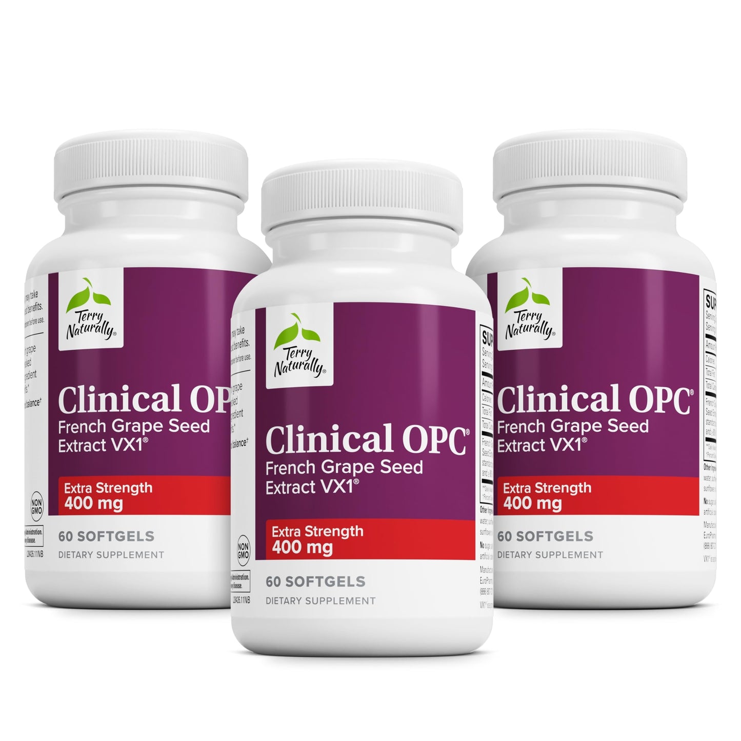 Terry Naturally Clinical OPC Extra Strength – Cardiovascular Health, Focus & Immune Support, Grape Seed Extract, 60 Softgels (Pack of 3)