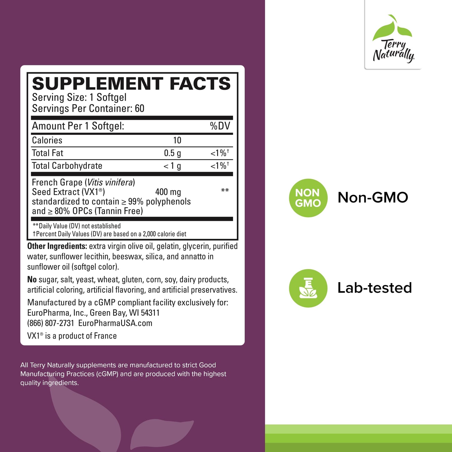 Terry Naturally Clinical OPC Extra Strength – Cardiovascular Health, Focus & Immune Support, Grape Seed Extract, 60 Softgels (Pack of 3)