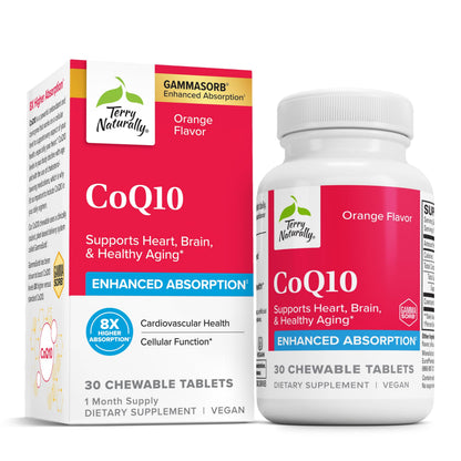 Terry Naturally CoQ10 Chewables – Higher Absorption CoQ10 for Cellular Energy & Brain Health (30 Chewables)