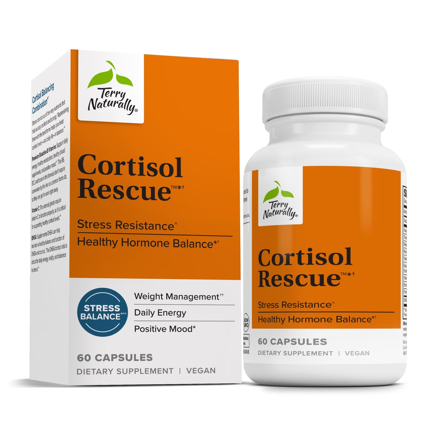 Terry Naturally Cortisol Rescue – Stress & Adrenal Support with Vitamin C & B Vitamins (60 Capsules)