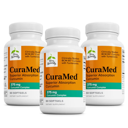 Terry Naturally CuraMed 375mg – Antioxidant Curcumin with Turmeric Oil | 60 Softgels (Pack of 3)