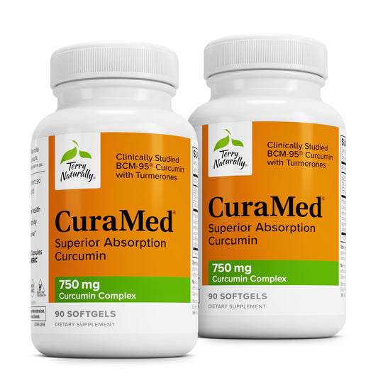 Terry Naturally CuraMed 750mg – High-Potency Curcumin for Brain & Heart Health | Kidney, Liver & Immune Support | 180 Softgels (Pack of 2) BritishVita | Premium UK Vitamins & Wellness Supplements