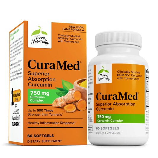 Terry Naturally CuraMed 750mg – High-Potency Curcumin Antioxidant Supplement for Brain & Heart Health (60 Softgels) BritishVita | Premium UK Vitamins & Wellness Supplements