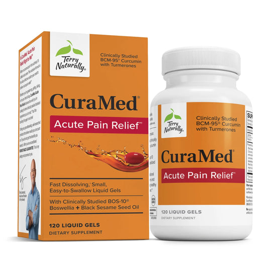 Terry Naturally CuraMed Acute Pain Relief – BCM-95 Curcumin & BOS-10 Boswellia + Black Sesame Seed Oil | 120 Liquid Gels BritishVita | Premium UK Vitamins & Wellness Supplements