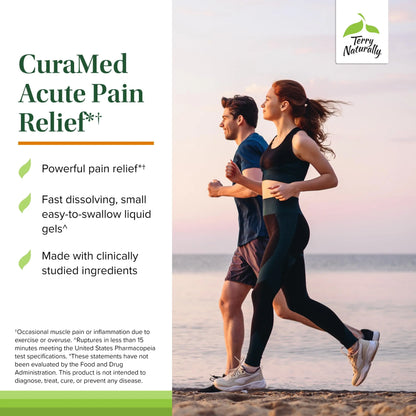 Terry Naturally CuraMed Acute Pain Relief – BCM-95 Curcumin & BOS-10 Boswellia + Black Sesame Seed Oil | 120 Liquid Gels BritishVita | Premium UK Vitamins & Wellness Supplements