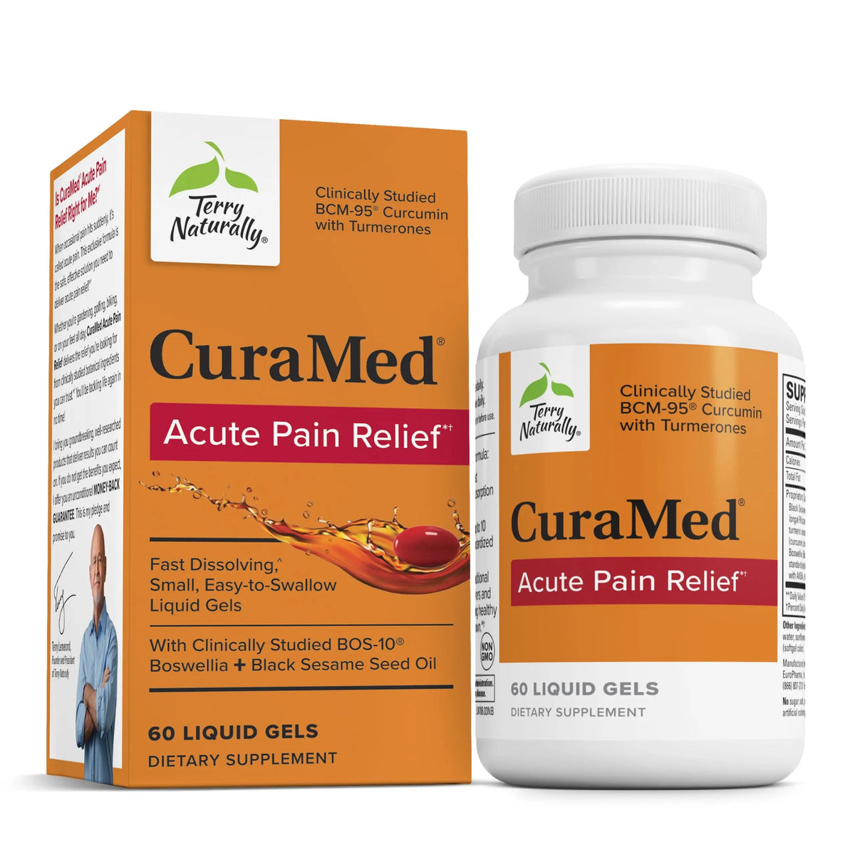 Terry Naturally CuraMed Acute Pain Relief – BCM-95 Curcumin + BOS-10 Boswellia with Black Sesame Seed Oil, 60 Liquid Gels BritishVita | Premium UK Vitamins & Wellness Supplements