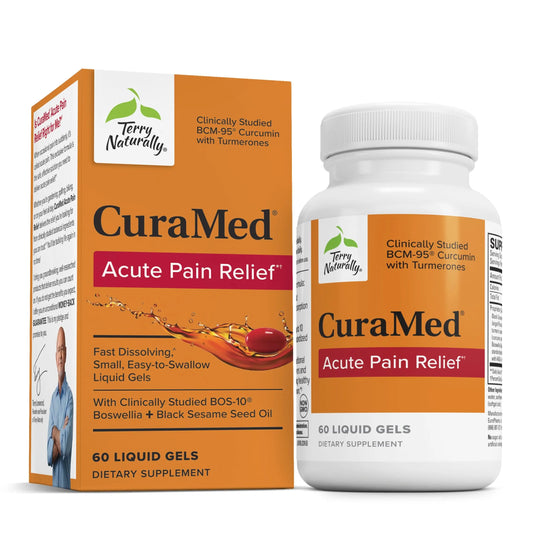 Terry Naturally CuraMed Acute Pain Relief – BCM-95 Curcumin + BOS-10 Boswellia with Black Sesame Seed Oil, 60 Liquid Gels BritishVita | Premium UK Vitamins & Wellness Supplements