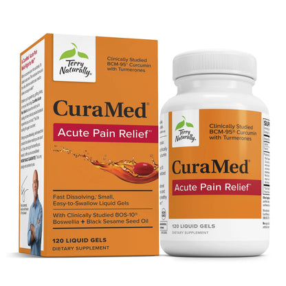 Terry Naturally CuraMed Acute Pain Relief – BCM-95 Curcumin & BOS-10 Boswellia + Black Sesame Seed Oil | 120 Liquid Gels BritishVita | Premium UK Vitamins & Wellness Supplements