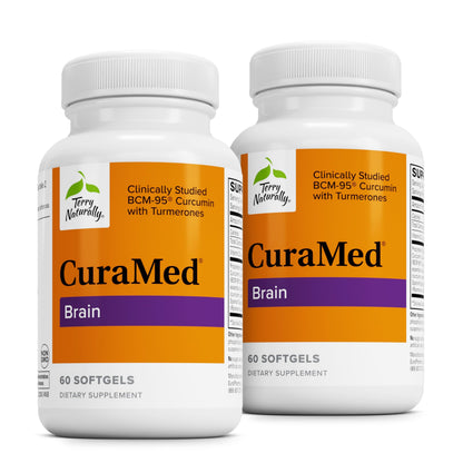 Terry Naturally CuraMed Brain - Brain Health Supplement with Curcumin & Turmeric for Focus | 60 Softgels (2 Pack)