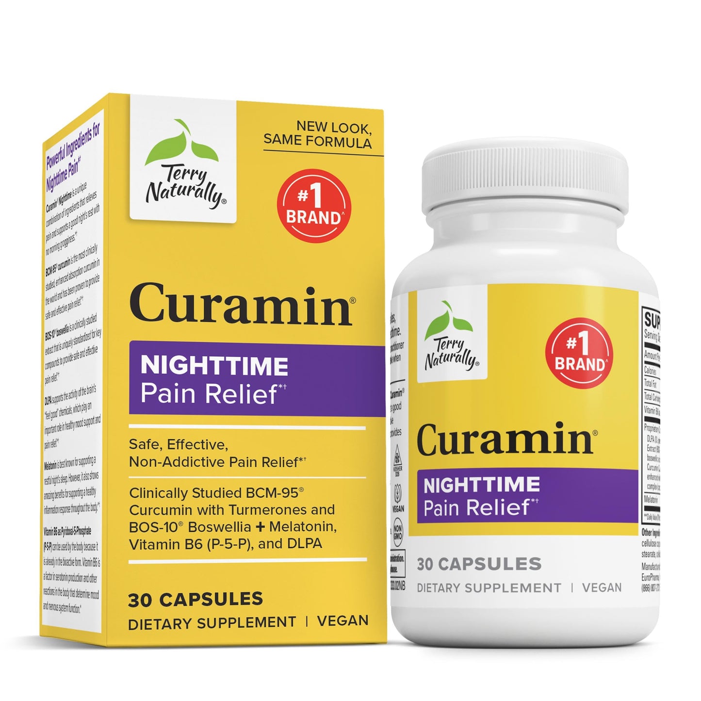 Terry Naturally Curamin Nighttime Sleep Capsule – Curcumin, DLPA, Melatonin | Non-GMO