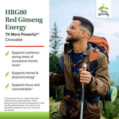 Terry Naturally HRG80 Red Ginseng Energy – Focus & Endurance | Vegan Tablets