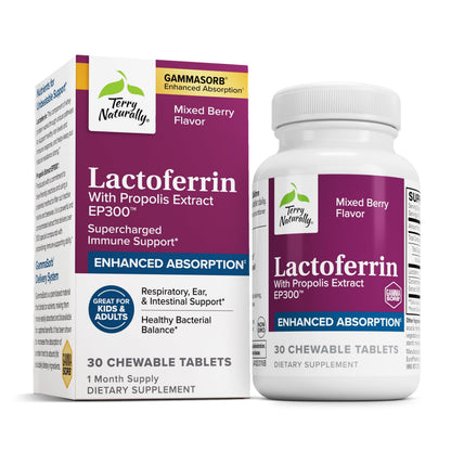 Terry Naturally Lactoferrin with Propolis EP300 – Immune Support Supplement (Respiratory, Ear & Intestinal) 30 Tablets
