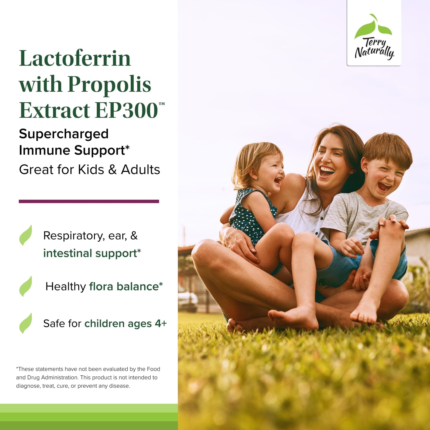 Terry Naturally Lactoferrin with Propolis EP300 – Immune Support Supplement (Respiratory, Ear & Intestinal) 30 Tablets