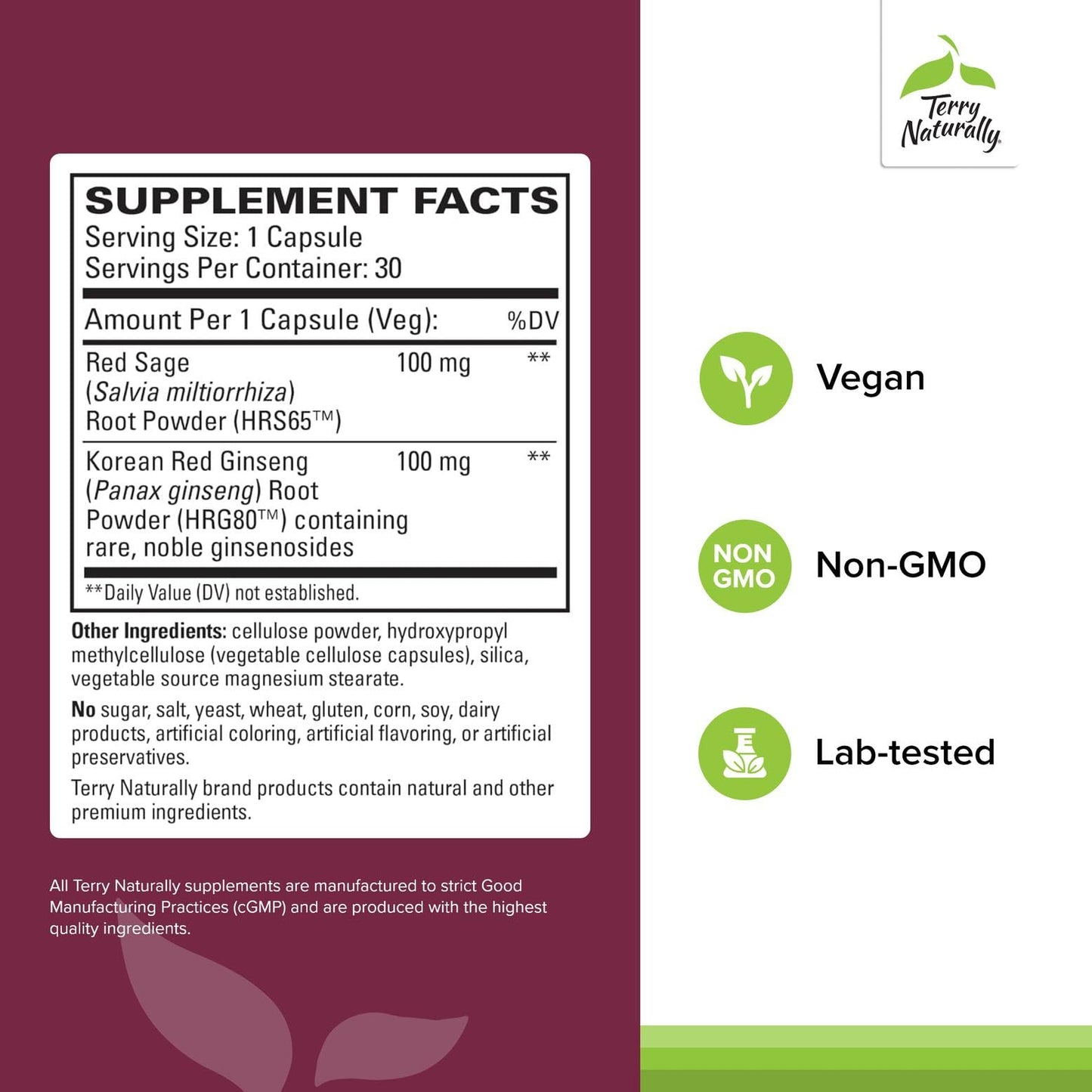 Terry Naturally Red Sage Plus with HRG80 Red Ginseng - Heart Health