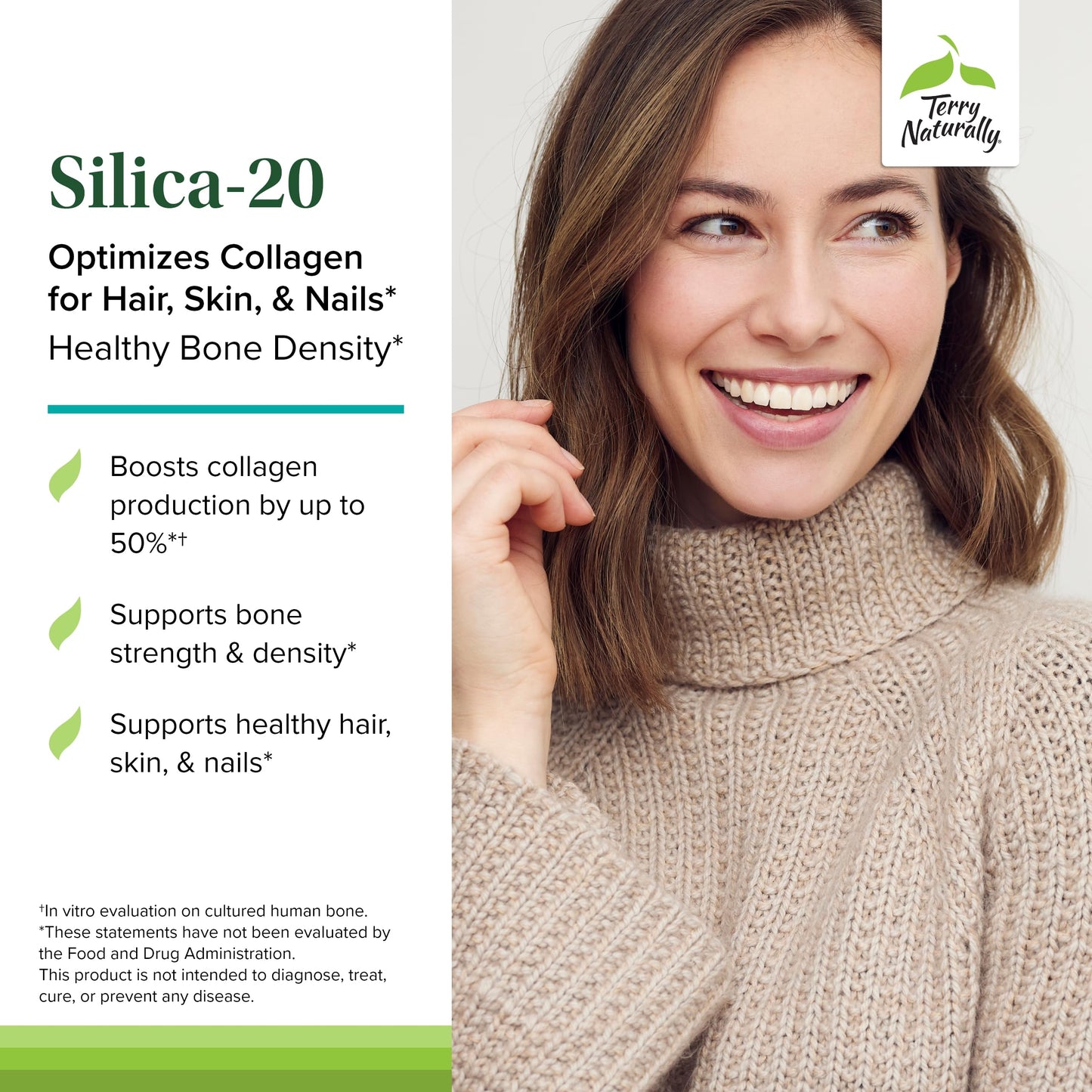Terry Naturally Silica-20 – Hair Growth, Nail Strength, Skin Health & Bone Support | 90 Tablets