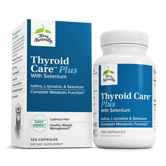 Terry Naturally Thyroid Care Plus - Supports Thyroid Health, Energy & Hair (120 Capsules) BritishVita | Premium UK Vitamins & Wellness Supplements