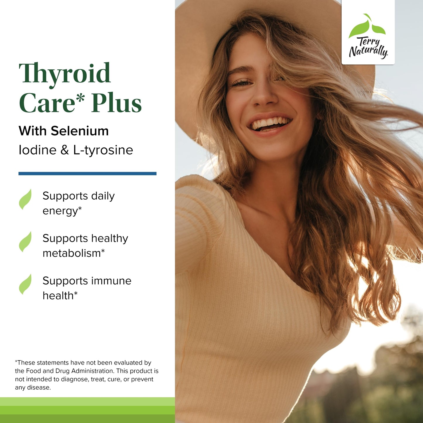 Terry Naturally Thyroid Care Plus | Thyroid Support with L-Tyrosine & Selenium - 60 Caps