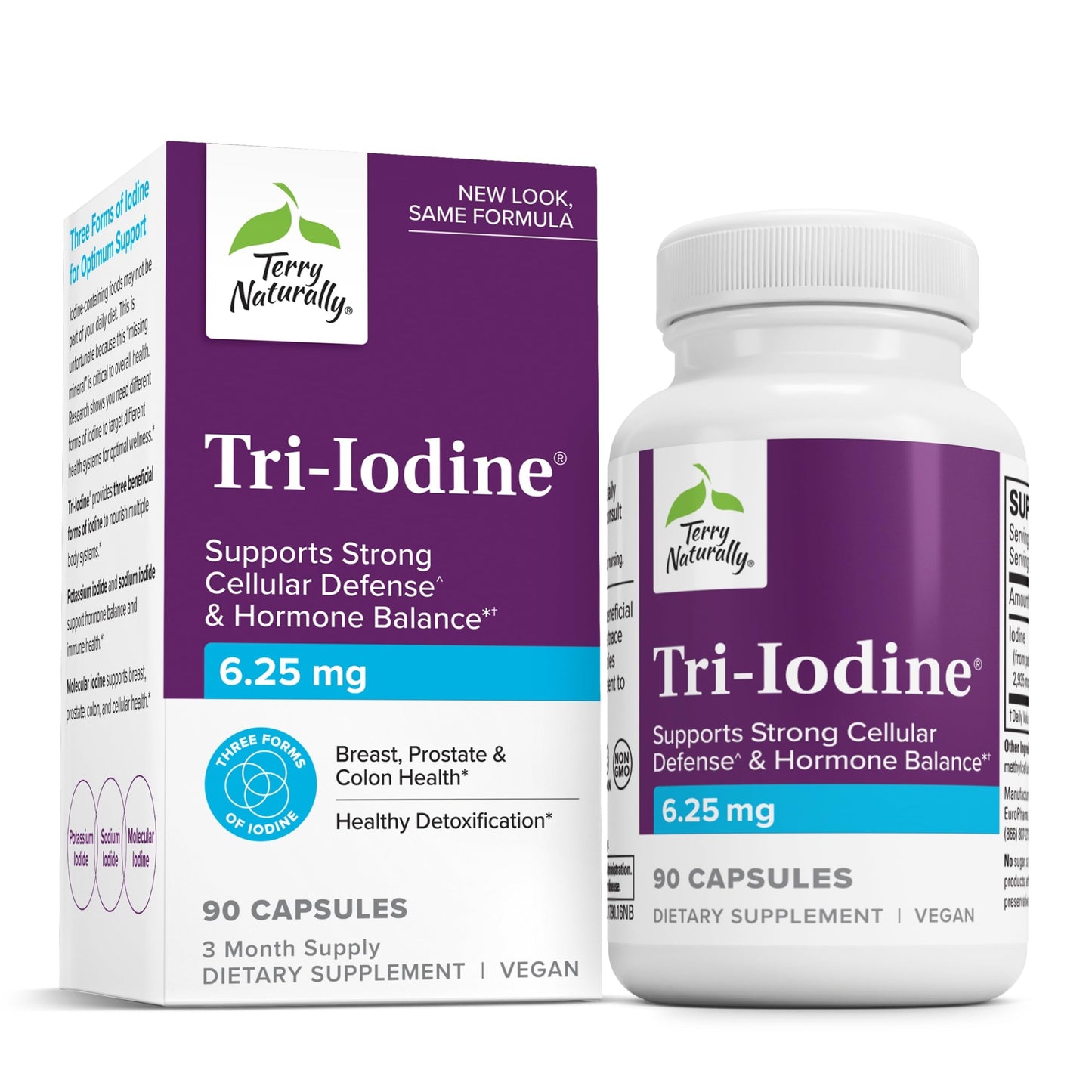 Terry Naturally Tri-Iodine – Supports Thyroid Health & Hormone Balance | 6.25 mg per Capsule, 90 Capsules