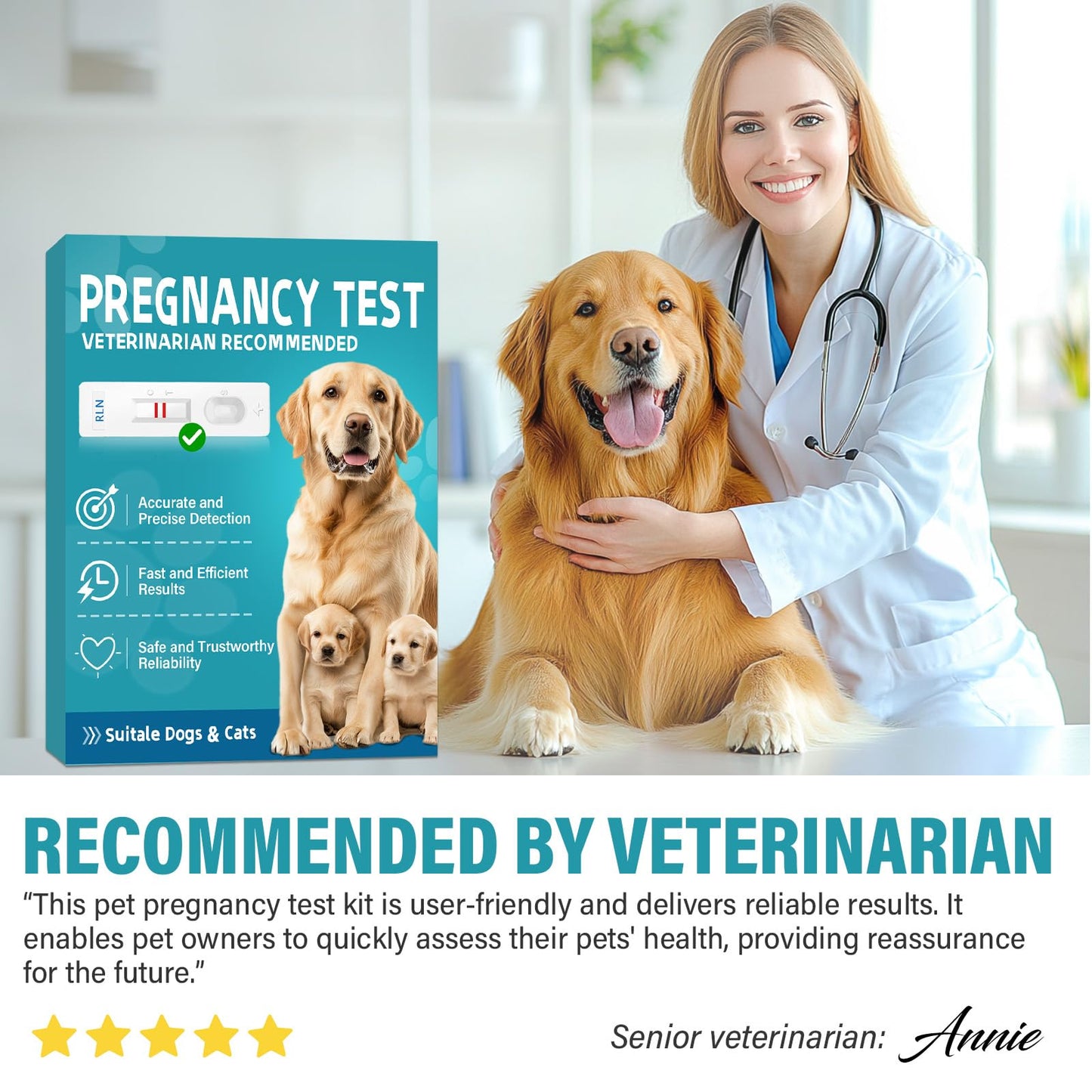 at-Home Dog Pregnancy Test Kit | 15-Minute Accurate Results | Easy Pregnancy Test Strips for Dogs & Cats | Safe Early Detection